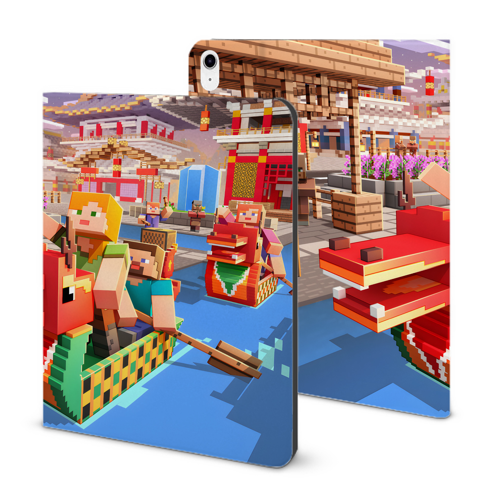 （画像用） マインクラフト ブロックの世界 Minecraft MC Block world IPad ケース ブック型 PUレザー TPU 耐衝撃 軽量 薄型 ペン収納なし 全面保護 IPad 各モデル対応